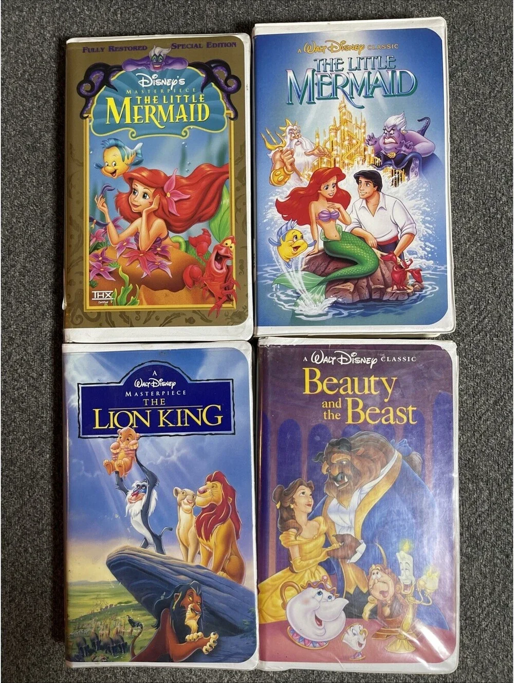 Disney VHS SET of 5- Little Mermaid, Lion King, The Return, Beauty & The Beast